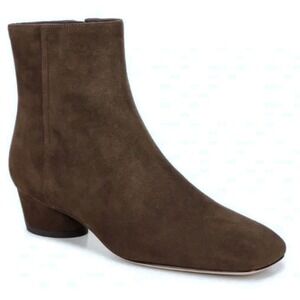 Vince Suede Square Toe Ankle Boots Brown Low Block Heel Size 8M NEW